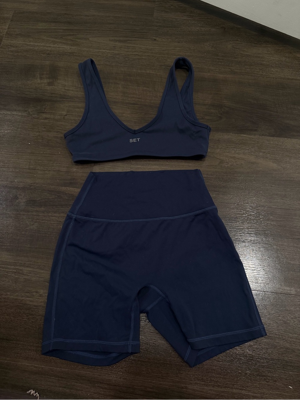 SET Active Navy Seamless Bralette & High-Waist Bike Shorts